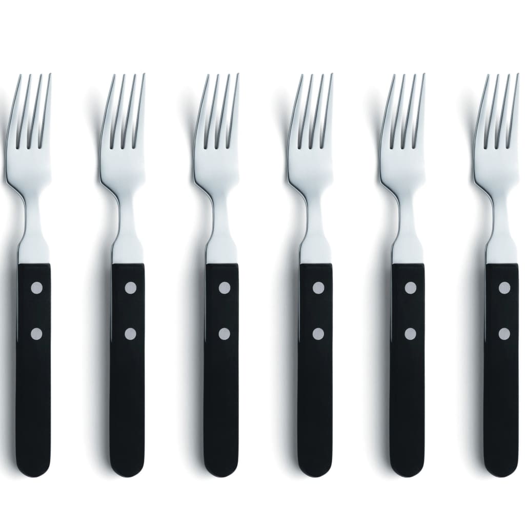 Amefa Steak Fork Set 6pcs Silver and Black
