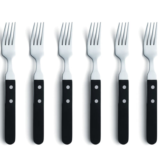 Amefa Steak Fork Set 6pcs Silver and Black