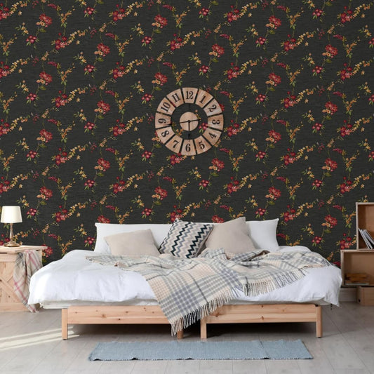 DUTCH WALLCOVERINGS Wallpaper Flower Black