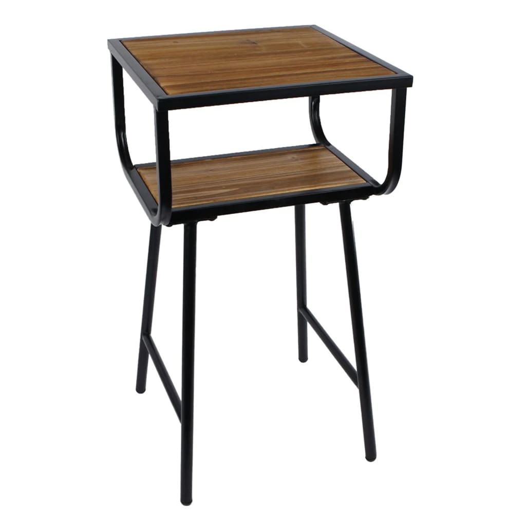 Gifts Amsterdam Side Table with Wooden Top Xem Metal Black 35x35x65 cm