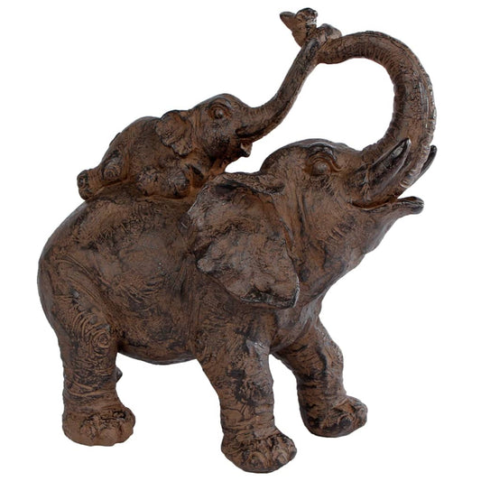 Gifts Amsterdam Sculpture Elephants Polystone Brown 28x13x28 cm