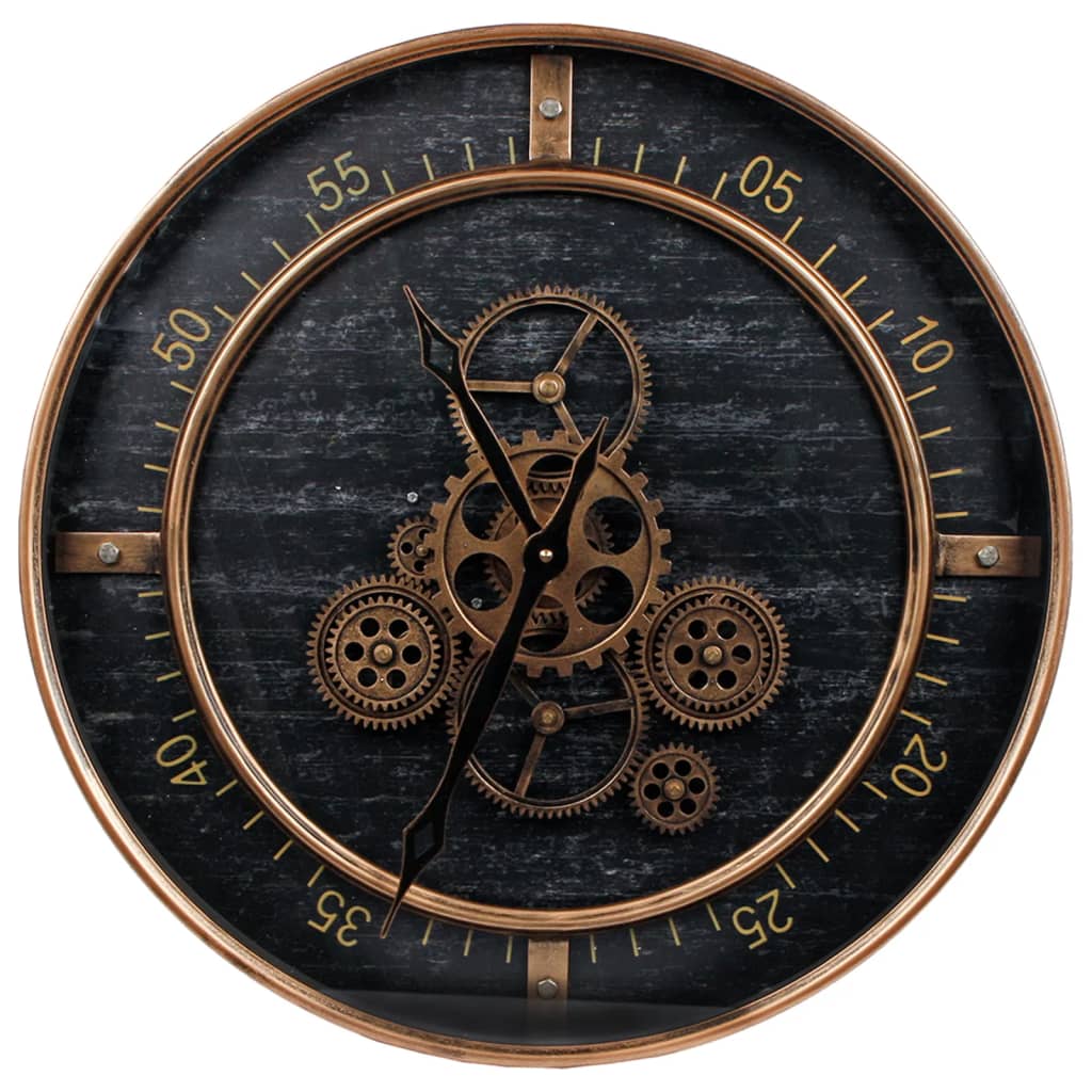 Gifts Amsterdam Radar Clock Birmingham Metal Black and Gold 50x8 cm