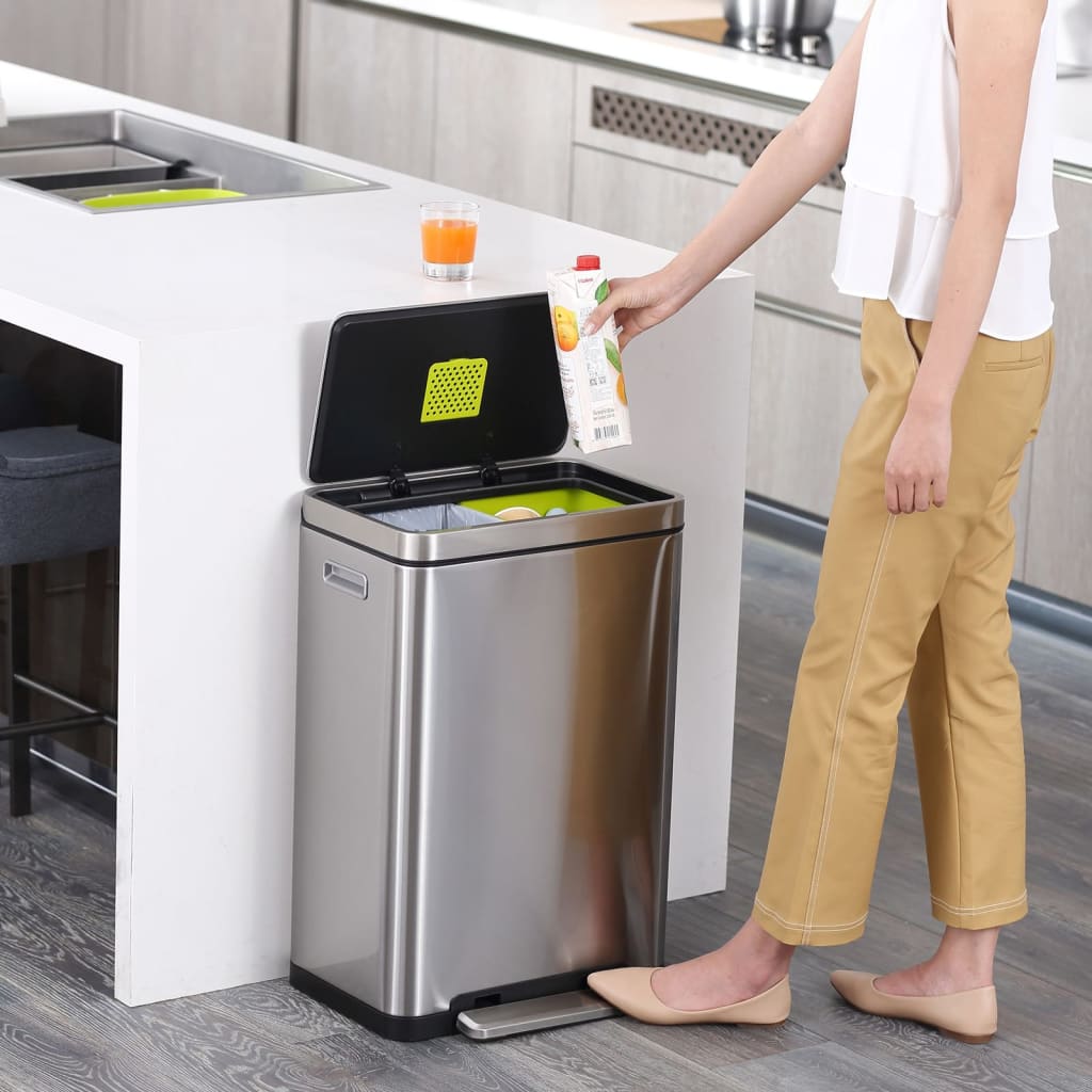 EKO Pedal Bin X-Cube 2x20 L Matte Silver