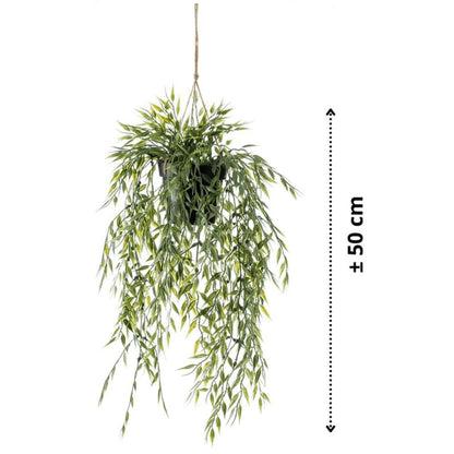 Emerald Artificial Bamboo Hanging Bush in Pot 50 cm