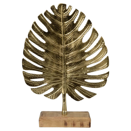 Lesli Living Decorative Leaf on Stand Gold