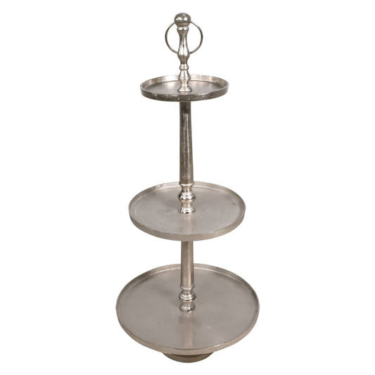 Lesli Living 3-tier Decorative Holder Etagere Brush Silver