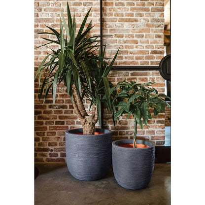 Capi Egg Planter "Nature Rib" 43x41 cm Dark Grey