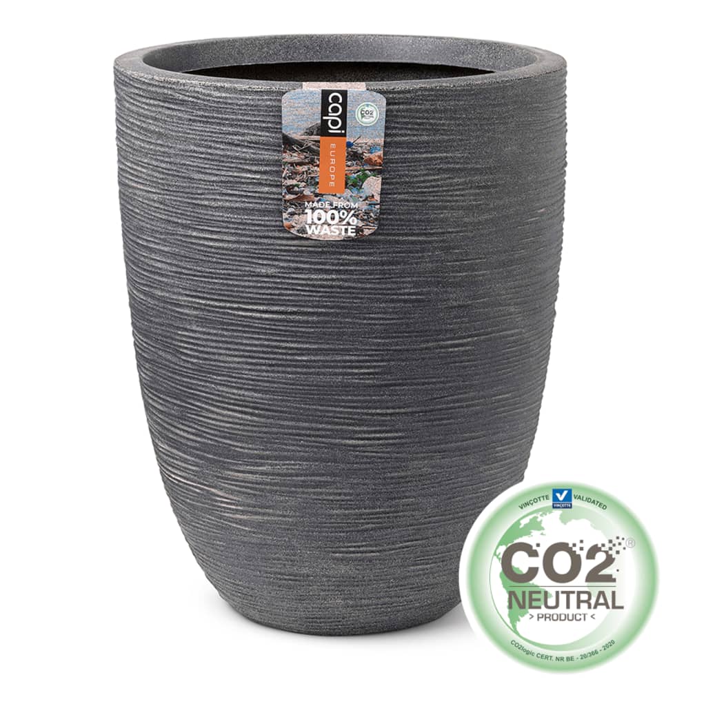 Capi Elegant Vase Low Waste Rib 46x58 cm Grey