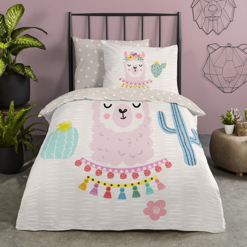 Good Morning Kids Duvet Cover LLAMA 140x200/220 cm Multicolour