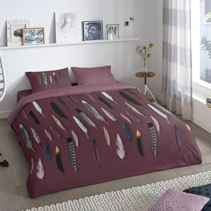 Good Morning Duvet Cover FEATHERS 140x200/220 cm Bordeaux
