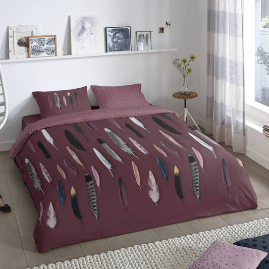 Good Morning Duvet Cover FEATHERS 140x200/220 cm Bordeaux