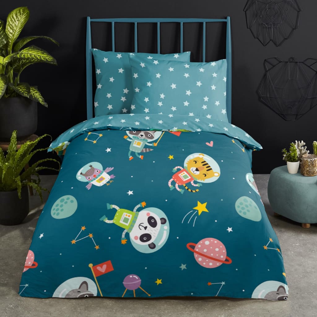 Good Morning Kids Duvet Cover SPACY 100x135 cm Petrol Blue
