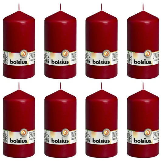 Bolsius Pillar Candles 8 pcs 150x78 cm Wine Red