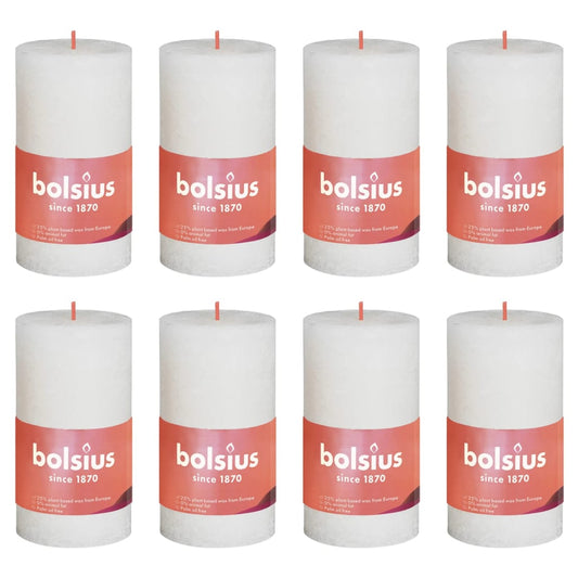 Bolsius Rustic Pillar Candles Shine 8 pcs 100x50 mm Soft Pearl
