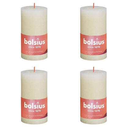 Bolsius Rustic Pillar Candles Shine 4 pcs 130x68 mm Soft Pearl
