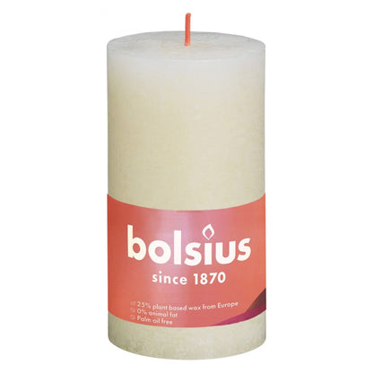 Bolsius Rustic Pillar Candles Shine 4 pcs 130x68 mm Soft Pearl