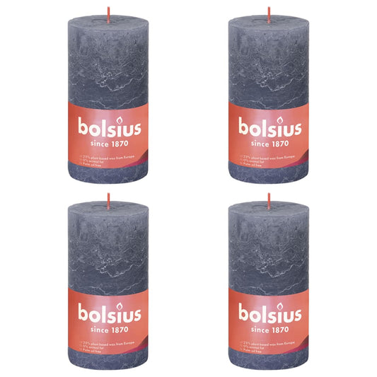 Bolsius Rustic Pillar Candles Shine 4 pcs 130x68 mm Twilight Blue