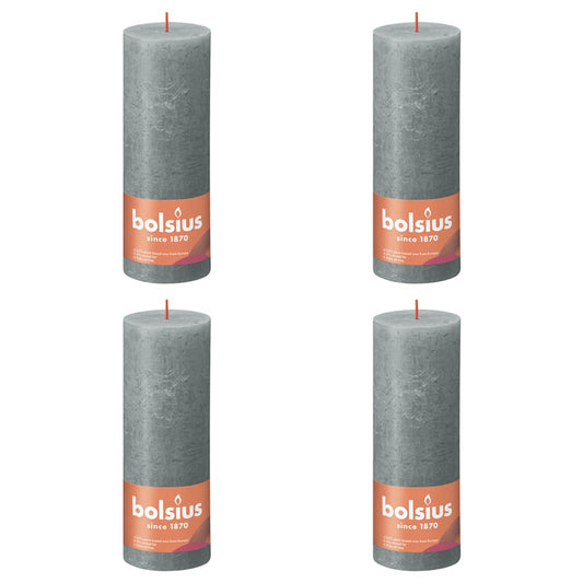 Bolsius Rustic Pillar Candles Shine 4 pcs 190x68 mm Eucalyptus Green