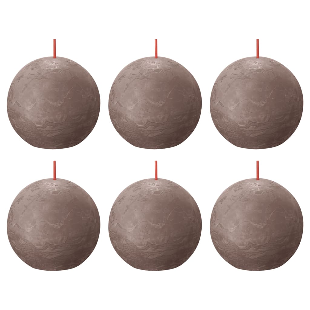 Bolsius Rustic Ball Candles Shine 6 pcs 76x71 mm Rustic Taupe