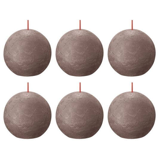 Bolsius Rustic Ball Candles Shine 6 pcs 76x71 mm Rustic Taupe