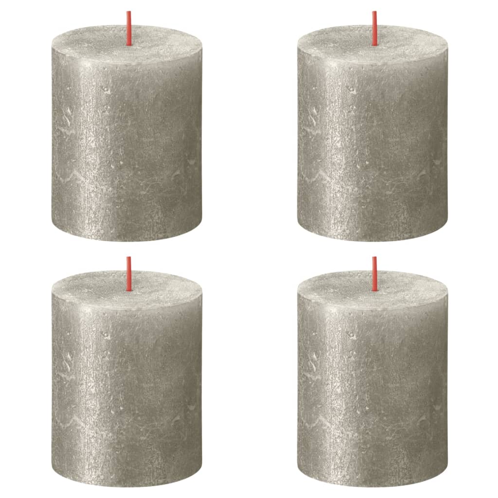 Bolsius Rustic Pillar Candles Shimmer 4 pcs 80x68 mm Champagne