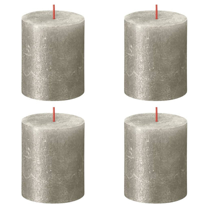 Bolsius Rustic Pillar Candles Shimmer 4 pcs 80x68 mm Champagne