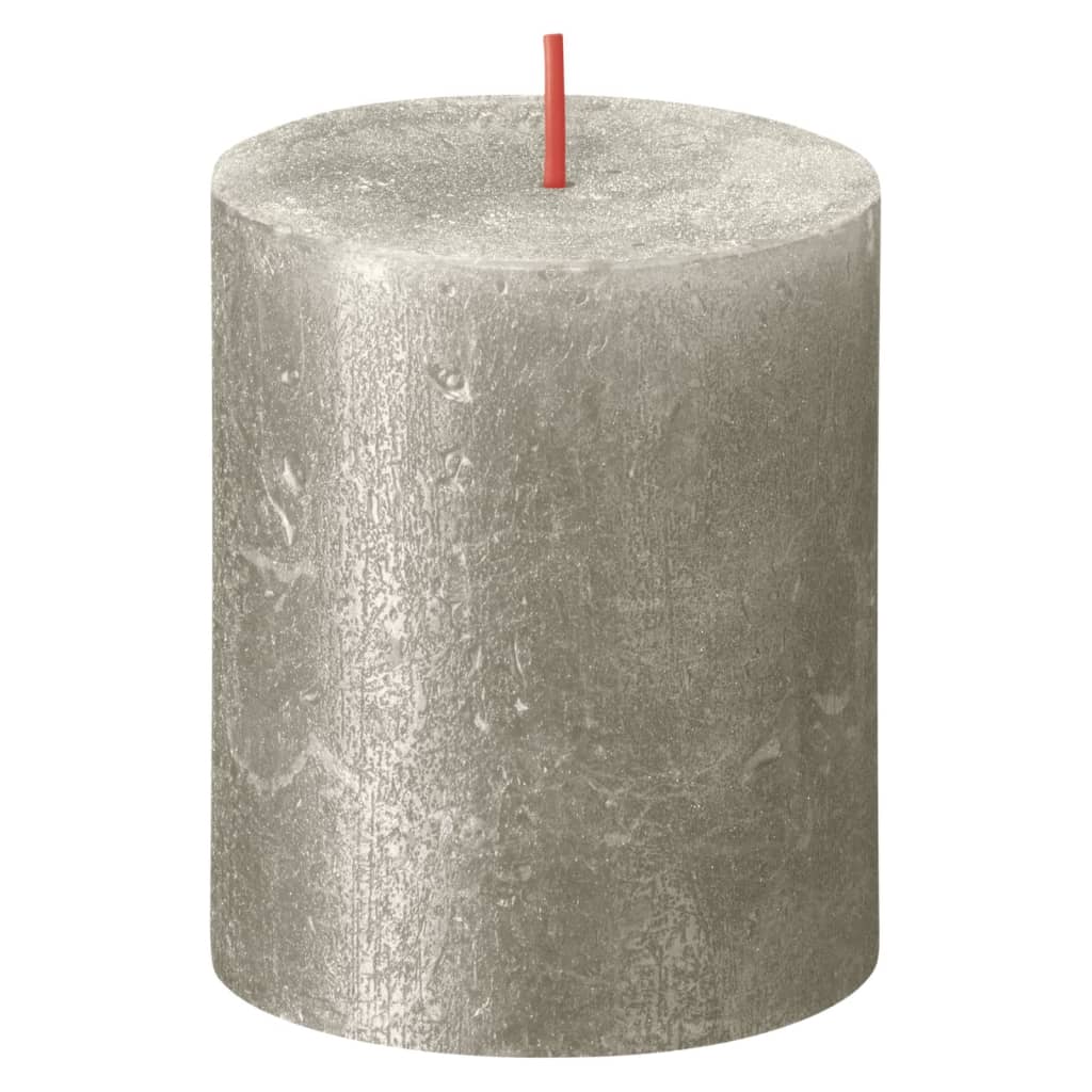 Bolsius Rustic Pillar Candles Shimmer 4 pcs 80x68 mm Champagne