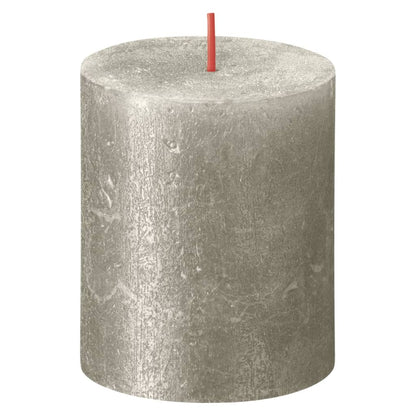Bolsius Rustic Pillar Candles Shimmer 4 pcs 80x68 mm Champagne