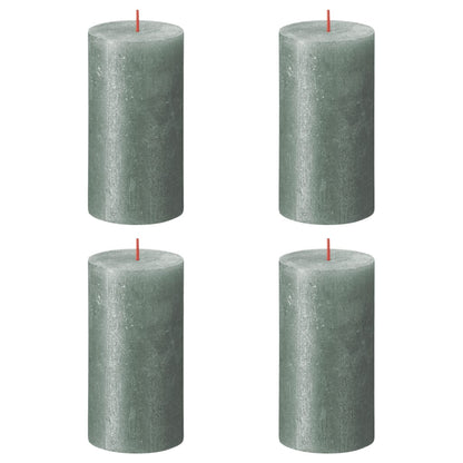 Bolsius Rustic Pillar Candles Shimmer 4 pcs 130x68 mm Oxide Blue