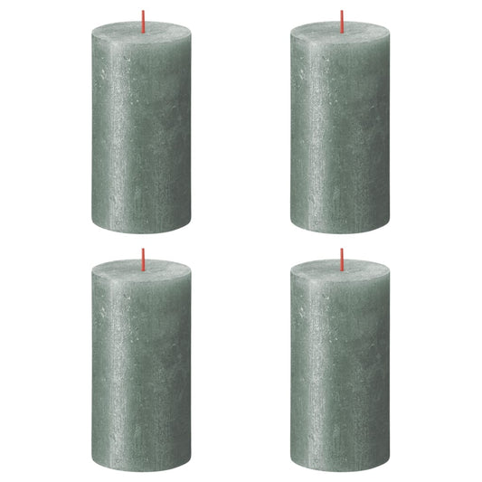 Bolsius Rustic Pillar Candles Shimmer 4 pcs 130x68 mm Oxide Blue