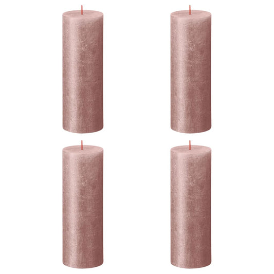 Bolsius Rustic Pillar Candles Shimmer 4 pcs 190x68 mm Pink