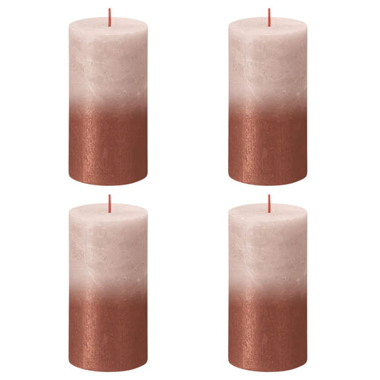 Bolsius Rustic Pillar Candles Sunset 4 pcs 130x68 mm Misty Pink and Amber