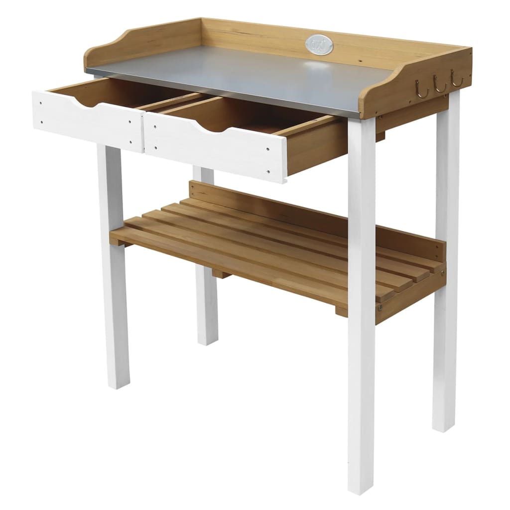 AXI Potting Table with 2 Drawers Brown and White