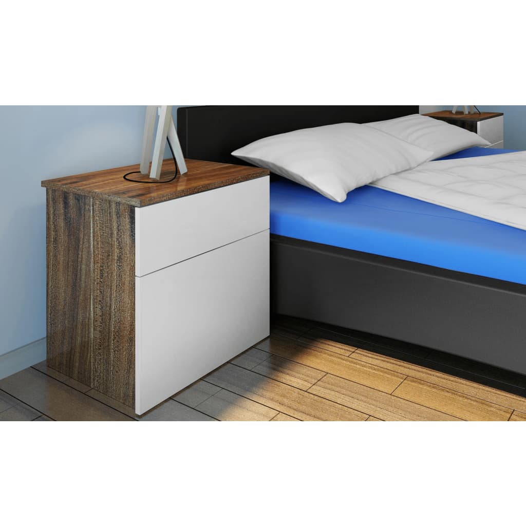 Berkfield Nightstand 2 pcs with One-Drawer Brown/White