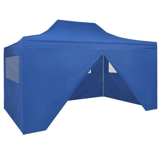 Berkfield Foldable Tent Pop-Up with 4 Side Walls 3x4.5 m Blue