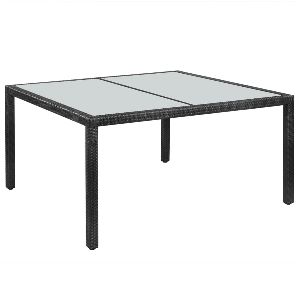Berkfield Garden Table Black 150x90x75 cm Poly Rattan