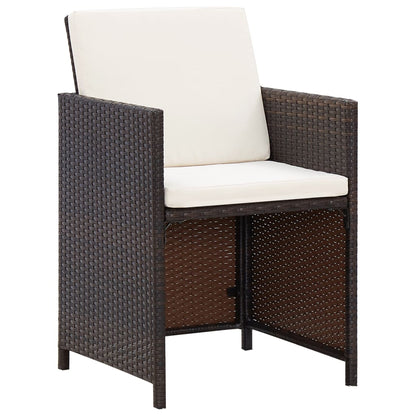 Berkfield 11 Piece Outdoor Dining Set with Cushions Poly Rattan Brown
