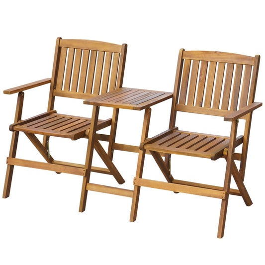 Berkfield Folding Garden Bench with Tea Table 140 cm Solid Acacia Wood