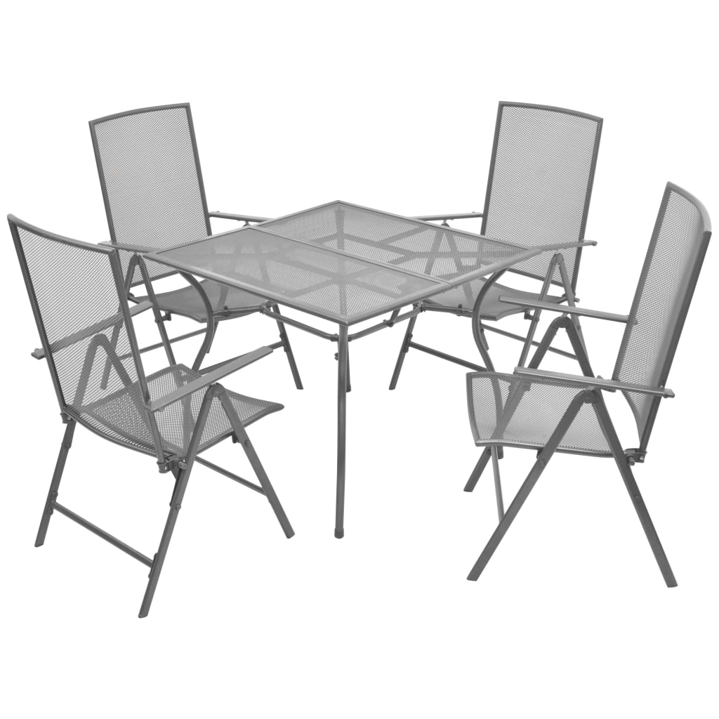 Berkfield 5 Piece Outdoor Dining Set with Folding Chairs Steel Anthracite