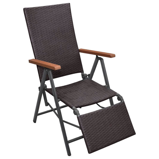 Berkfield Reclining Deck Chair Poly Rattan Brown