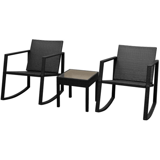 Berkfield 3 Piece Bistro Set Poly Rattan Black
