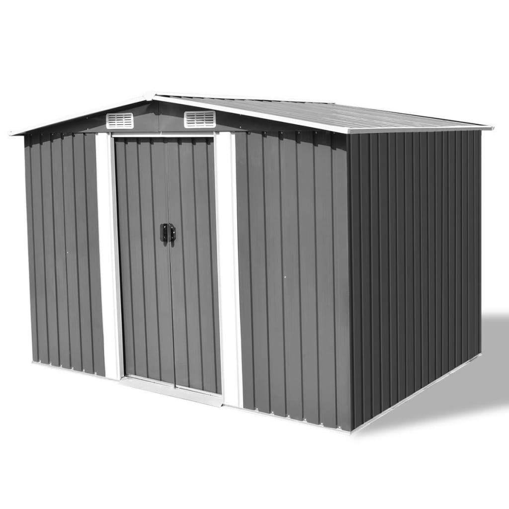 Berkfield Garden Storage Shed Grey Metal 257x205x178 cm