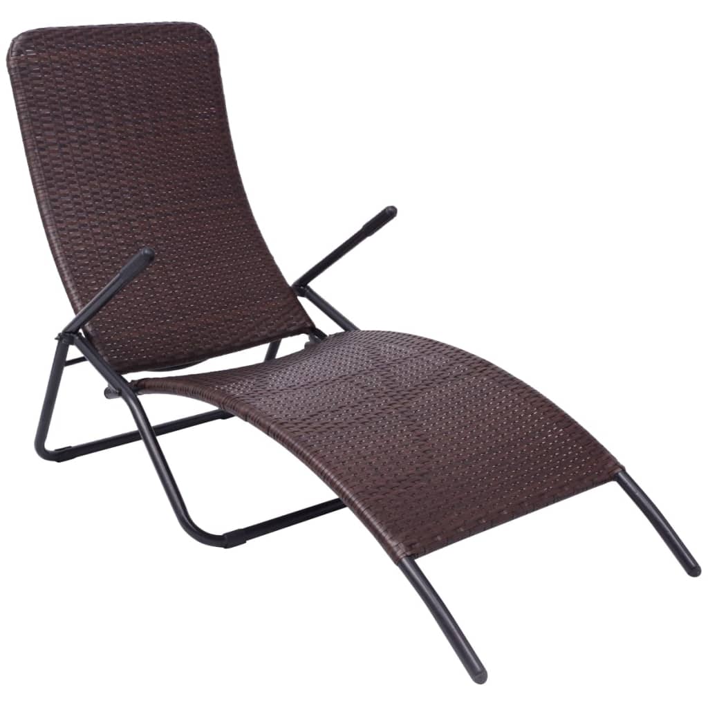Berkfield Folding Sun Lounger Poly Rattan Brown