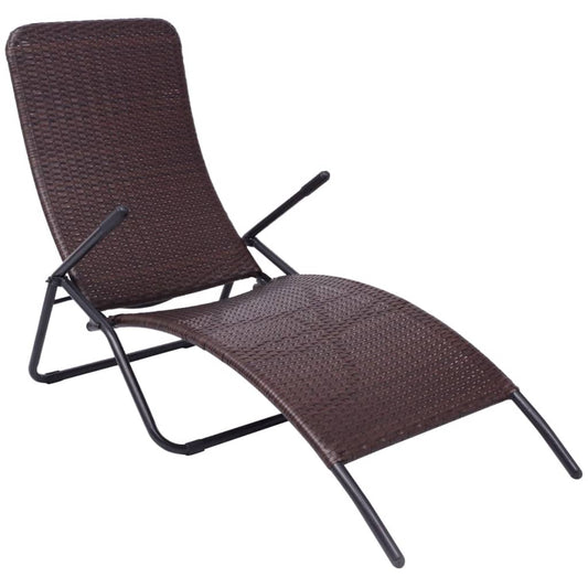 Berkfield Folding Sun Lounger Poly Rattan Brown