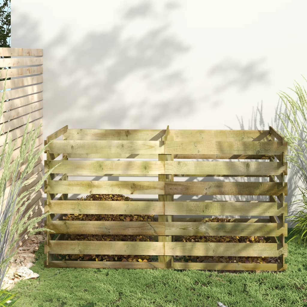 Berkfield Slatted Compost Bin Impregnated Pinewood 160x80x58 cm
