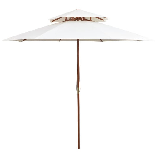 Berkfield Double Decker Parasol 270x270 cm Wooden Pole Cream White