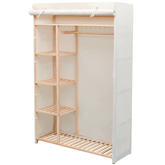 Berkfield Wardrobe Fabric and Pinewood 110x40x170 cm