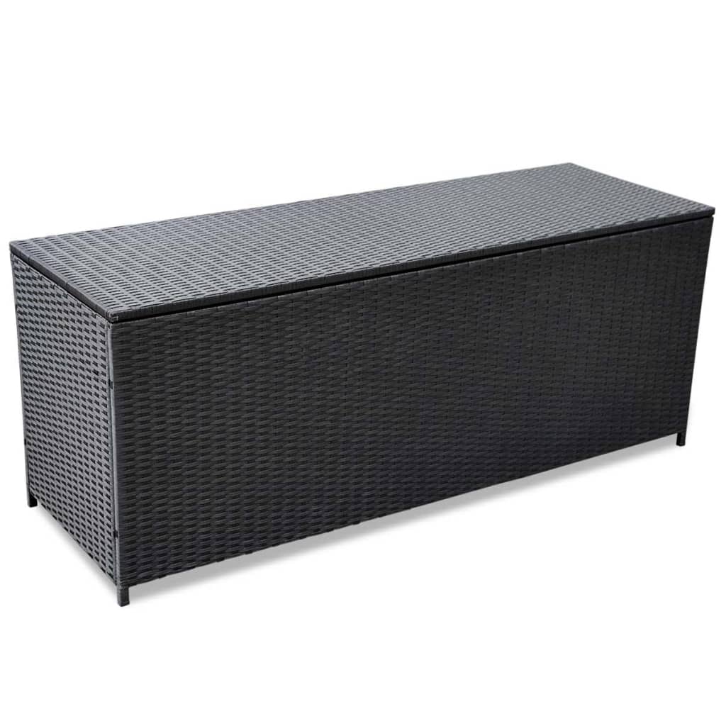 Berkfield Garden Storage Box Black 150x50x60 cm Poly Rattan
