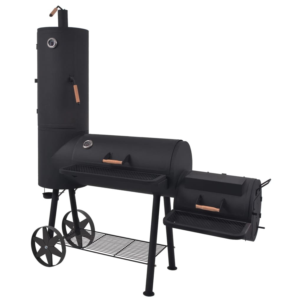 Berkfield BBQ Charcoal Smoker with Bottom Shelf Black Heavy XXL