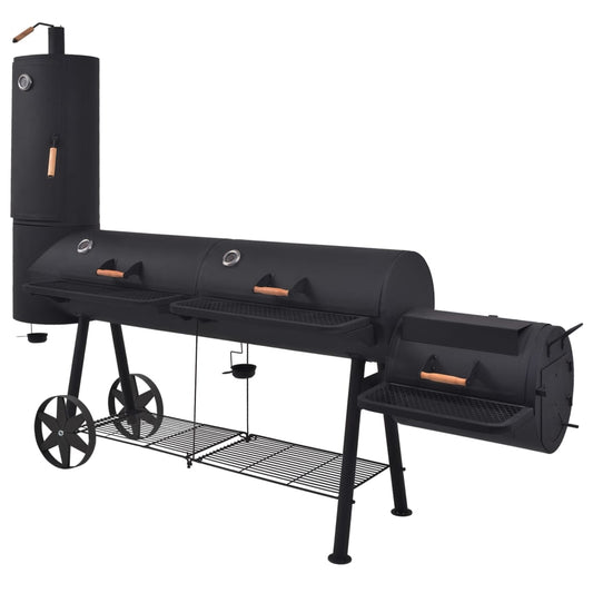 Berkfield BBQ Charcoal Smoker with Bottom Shelf Black Heavy XXXL